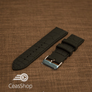 Curea silicon model crocodil neagră cusături negre 22mm - 45893