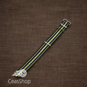 Curea NATO negru cu galben 18mm - 37039