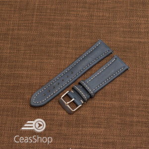 Curea piele albastra cu cusatura alba 22mm - 46397