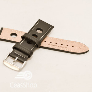 Curea piele GRAND PRIX neagra cusaturi albe 22mm - 36998