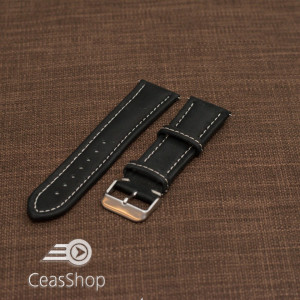 Curea piele neagră cu cusatura alba 20 mm - 46384