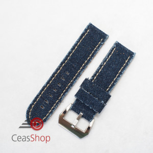 Curea piele si jeans albastră 18mm - 390185