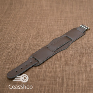Curea piele tip militar 20mm maro catarama aurie - 33994