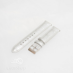 Curea piele vitel argintie crocodil cu catarama argintie 16mm - 51316