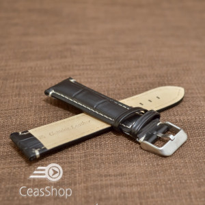 Curea piele vitel model crocodil cusaturi albe 22mm- 38084