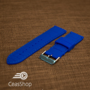 Curea silicon model crocodil albastru electric 24mm - 45914