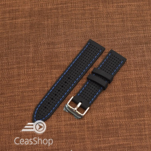 Curea silicon neagra cusaturi albastre 18mm - 47792
