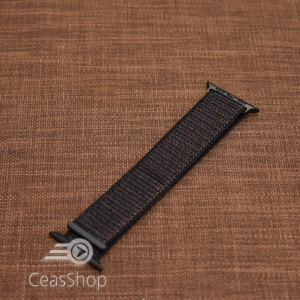 Curea tesatura tip NATO pentru Apple Watch neagra - 42mm