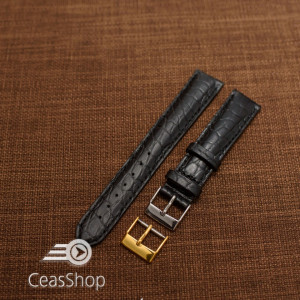 Curea crocodil veritabil , neagră, captusită cu finisaj mat 18mm - 33775