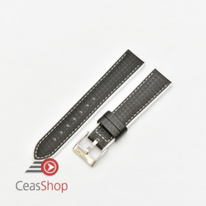 Curea hibrid silicon si piele fibra carbon neagra cu alb 24mm - 4005824