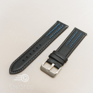 Curea model olimpic neagra cu albastru 22mm - 51557