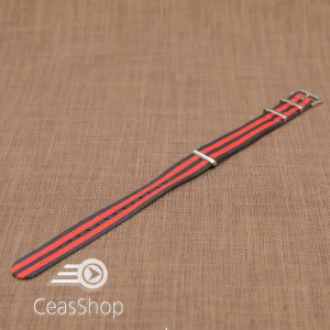 Curea NATO rosu/negru 18mm - 36525