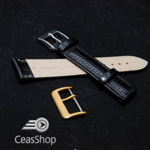 Curea piele soparla tegu captusita neagra 24mm - 38430