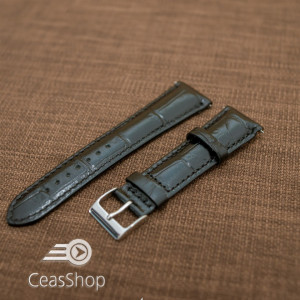 Curea piele vitel, italiană, neagra captusită, lucioasă 22mm QR- 33823