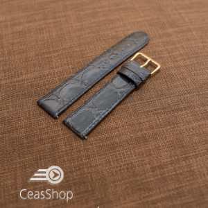 Curea piele vitel plata model crocodil Elegance albastra (Navy) 14mm - 34512