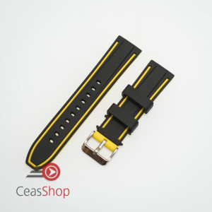 Curea silicon doua culori neagra cu galben 20mm- 51580