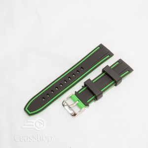 Curea silicon doua culori neagra cu verde 20mm- 51577