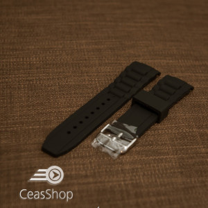 Curea silicon neagră capat curbat 20mm - 43398