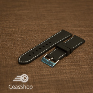 Curea silicon neagră cusături albe 20mm - 42308