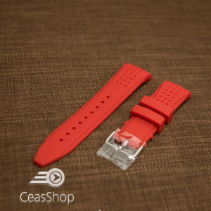 Curea silicon roșie capat curbat 22mm - 43393