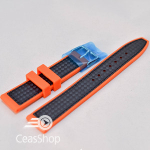 Curea silicon sport fibra carbon portocalie cu negru 22mm - 38122