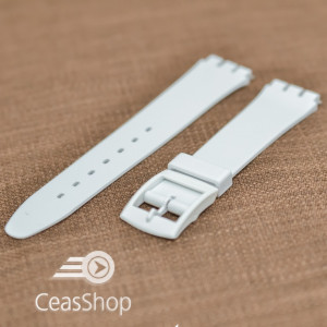 Curea tip Swatch 17 mm alba