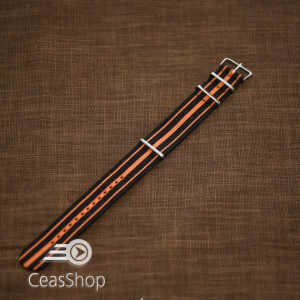 Curea NATO negru cu portocaliu 24mm - 37057