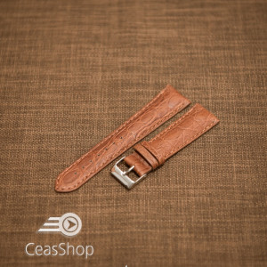 Curea crocodil veritabil , maro, captusită cu finisaj mat 18mm - 33778