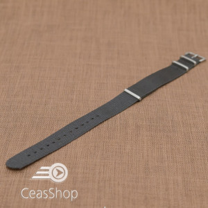 Curea NATO neagra catarame satinate 18mm - 34012