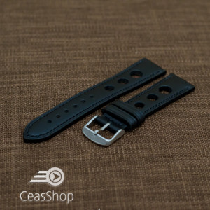Curea piele GRAND PRIX neagra cusaturi negre 20mm - 36985