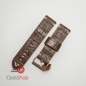Curea piele maro închis model crocodil vintage QR 20mm - 4030220