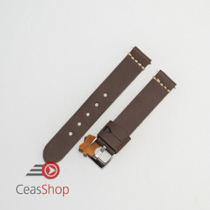 Curea piele maro închis, vintage, cusătura alba QR 20mm - 3920220