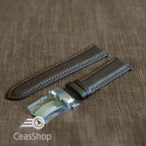 Curea piele vitel captusita deployant simplu maro inchis 20mm - 42869