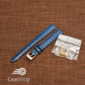 Curea piele vitel căptusită, lucioasă, albastră 12mm - 46379