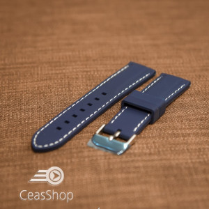 Curea silicon navy cusături albe 24mm - 42316