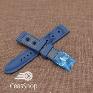 Curea silicon sport GRAND PRIX navy cusaturi albastre navy 24mm - 38149
