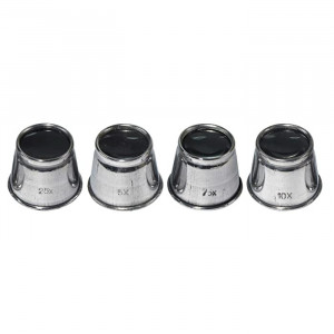 Set 4 lupe aluminiu in cutie plastic