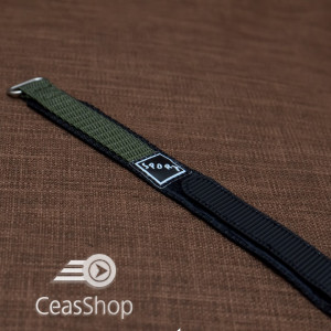 Curea din tesatura de nylon neagra cu verde sport cu arici 18mm - 37031