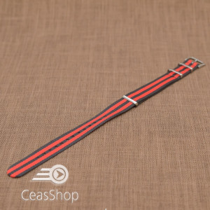 Curea NATO rosu/negru 20mm - 36526