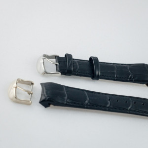 Curea piele capat curbat neagra 18mm - 38232