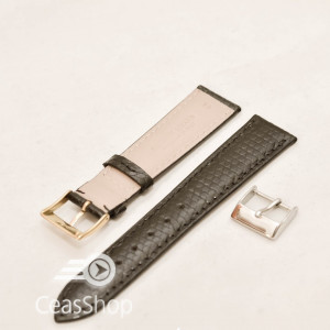 Curea piele de soparla captusita cu finisaj lacuit neagra 20mm XL - 33652