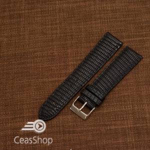 Curea piele de soparla captusita cu finisaj mat neagra 20mm - 47933