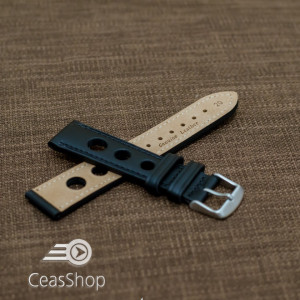 Curea piele GRAND PRIX neagra cusaturi negre 20mm - 36985