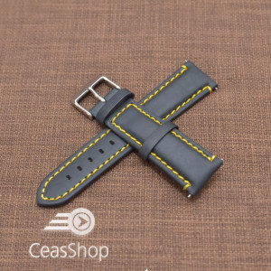 Curea piele neagra Mustang  mata,captusita, cusatura galbena 22mm - 40479