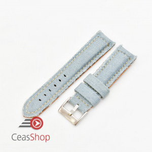 Curea piele si jeans căptușită albastru pal 24mm - 3892419