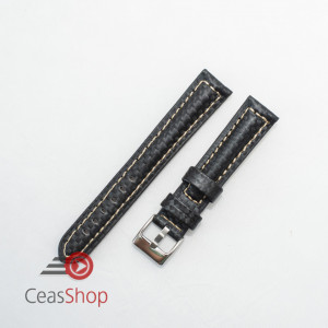 Curea piele tip fibra carbon neagră, cusătură alba, căptușită 24mm - 37424122