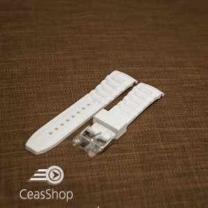 Curea silicon alba capat curbat 22mm - 43401