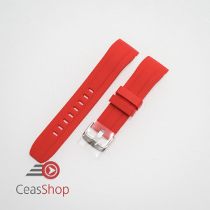 Curea silicon roșie capat curbat 22mm - 57210