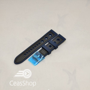 Curea silicon sport GRAND PRIX navy cusaturi negre 22mm - 38145