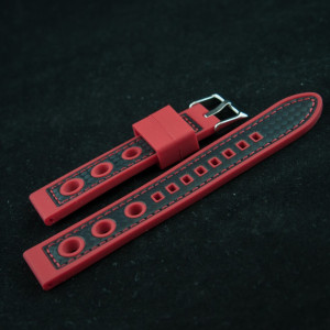 Curea silicon sport GRAND PRIX rosu cu negru 24mm - 38158